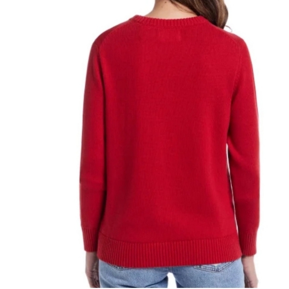 Weatherproof Vintage Red Knitted Crew Neck Sweater with White Maple Leaf - Picture 2 of 2